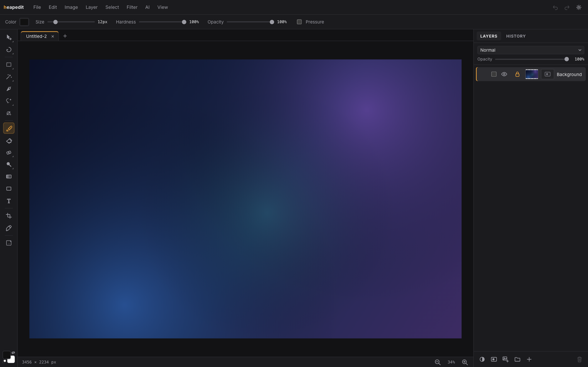 An aurora gradient Mac wallpaper being edited at MacBook Pro resolution